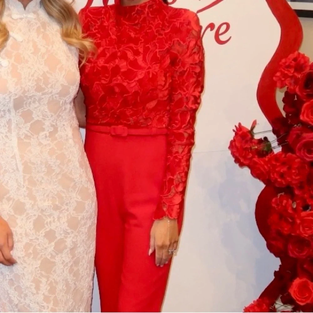 NADINE MERABI Vibrant Red Wide Leg Jumpsuit - Picture 2 of 2